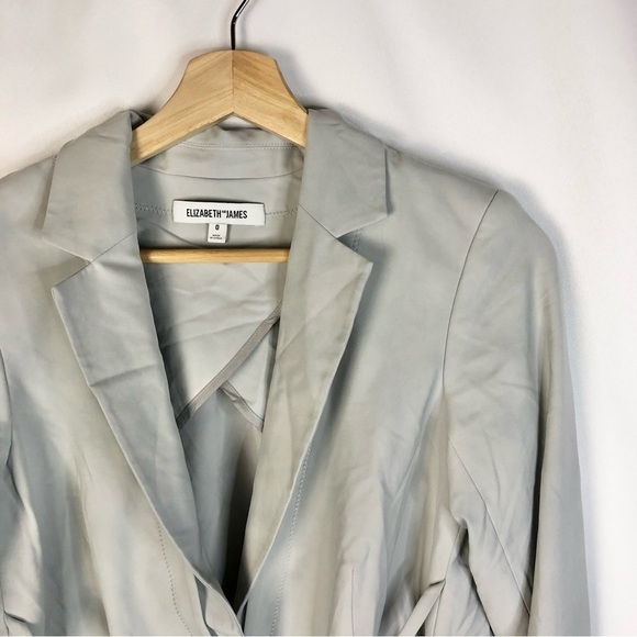 Elizabeth and James Light Gray Wrap Front Blazer Jacket 0 - Picture 3 of 5
